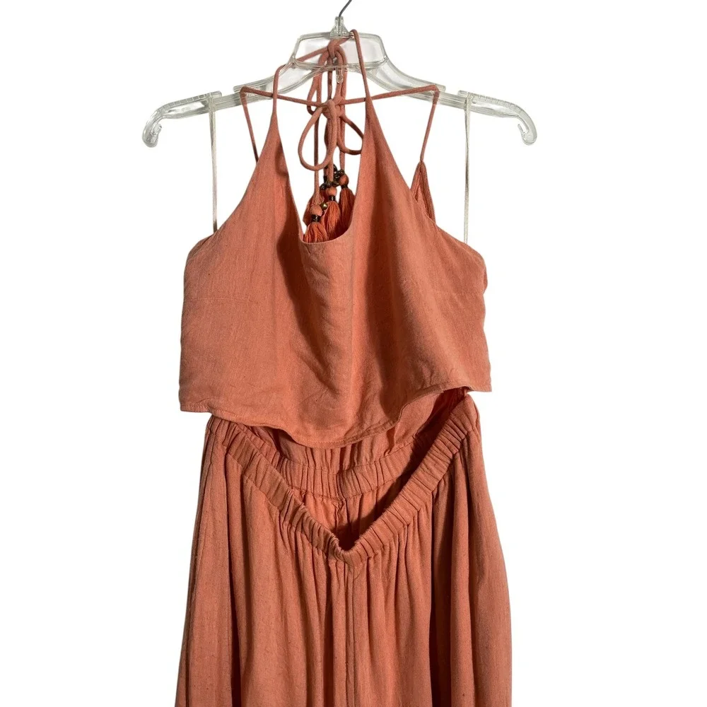 FREE PEOPLE Two-Timin' Coral Wide Leg Jumpsuit‎